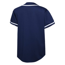 EALER BJ80 Series Mens Baseball Jersey Button Down Shirts Short Sleeve Hipster Hip Hop Sports Uniforms Navy S