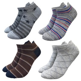 PUICK Men's Socks, 4 Pair Set, 9.8 - 11.0 inches (25 - 28 cm), Spring/Summer, Ankle Length, Short Socks, Casual, Absorbent, Quick Drying, Stretch, Breathable, Men's, I, 25.0–28.0 cm