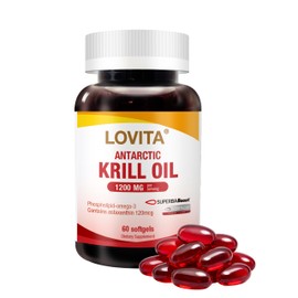 LOVITA クリルオイル 100% 南極オキアミ由来 Superba Boost™採用 リン脂質56%高配合 オメガ3 (EPA/DHA/コリン/アスタキサンチン) 飲みやすい小粒 低臭加工 サプリメント 60粒