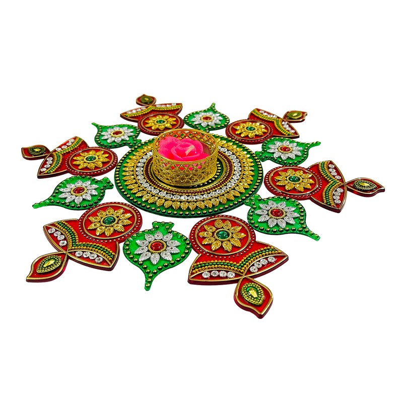 SAHAYA Rangoli for Decoration with T Light Holder Acrylic Small