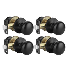Goldenwarm Black Closet Door Knobs, Passage Door Knobs, Matte Black Door knob Without Lock for Hallway, Closet(4 Pack)