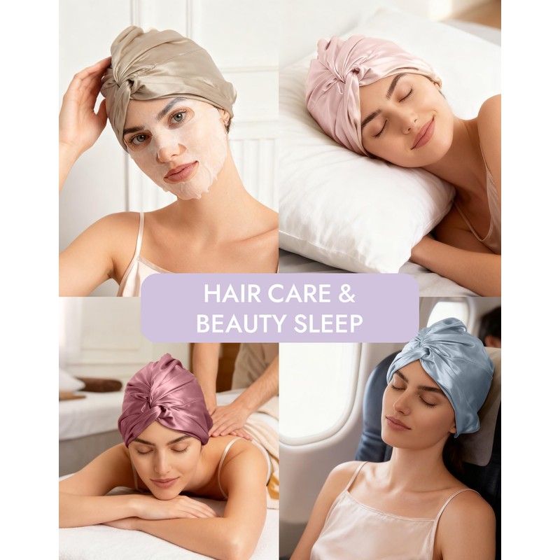 22 Momme 100% Mulberry Silk Bonnet for Sleeping Women, Coffee