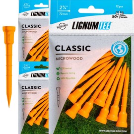 LIGNUM 50x More Durable Microwood Golf Tees 2 3/4 Inch - 72mm / Adjustable Golf Tee/Innovative Wood Fibre and Natural Adhesives/Golf Tee, Golf Tees 2 3/4, Tees Golf, Golf Ball Tees / 36 Pieces