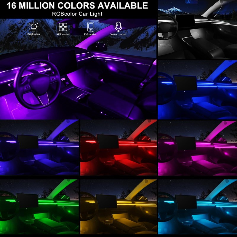 Acrylic Interior Car LED Strip Light with Wireless APP, 14