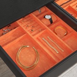 CHIHUT 12''x100'' Self Adhesive Orange Velvet Flocking Liner for Art Crafts DIY Project Soft Fabric Peel and Stick Jewelry Drawer Velvet Liner Thick Removable Orange Velvet Wallpaper for Shelf Liners