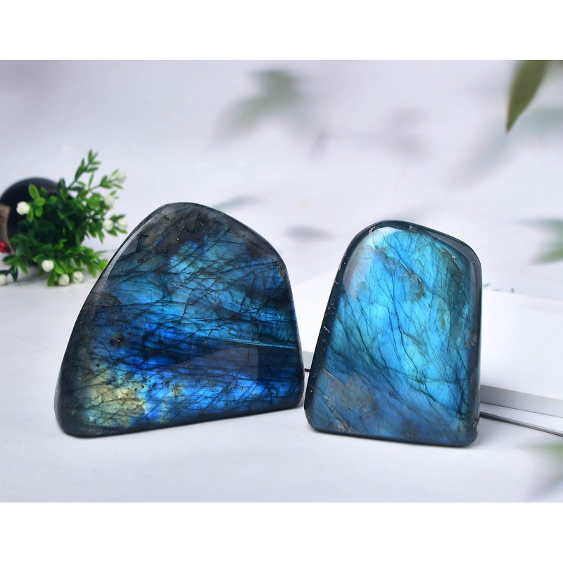 FZBHRO Large Labradorite Rock Polished Slab Block Healing Crystal Stone