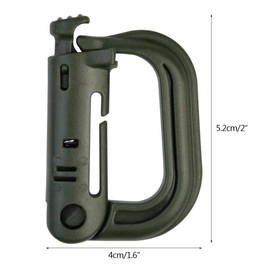 HOUSON Pack of 12 D-shaped Carabiners – Molle Accessories Plastic Carabiner Clip Set Green
