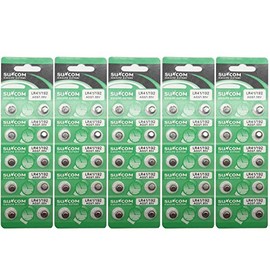 SUNCOM (50 pcs AG3 Alkaline 1.5V Button Cell Battery Single Use LR41 192 SR736 V36A 384 SR41SW Watch Toys Remotes Cameras