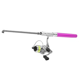 Pocket Fishing Rod With Reel, Mini Pen Pole Combo Retractable Ultra Light for Sea, Rock, and River Fishing (Purple)