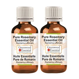 Greenwood Essential Pure Rosemary Essential Oil (Rosemarinus officinalis) Natural Therapeutic Quality Steam Distilled (Pack of Two) 100 ml x 2 (6.76 oz)