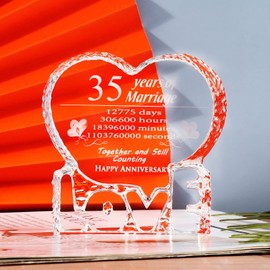 Romantic 35th Wedding Anniversary Gift, 35th Wedding Anniversary Gift, Crystal Keepsake for Women (35 Years)