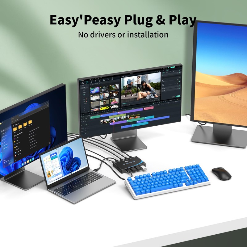 eKL USB 3.0 Switch 4 Computers Share 4 USB 3.0