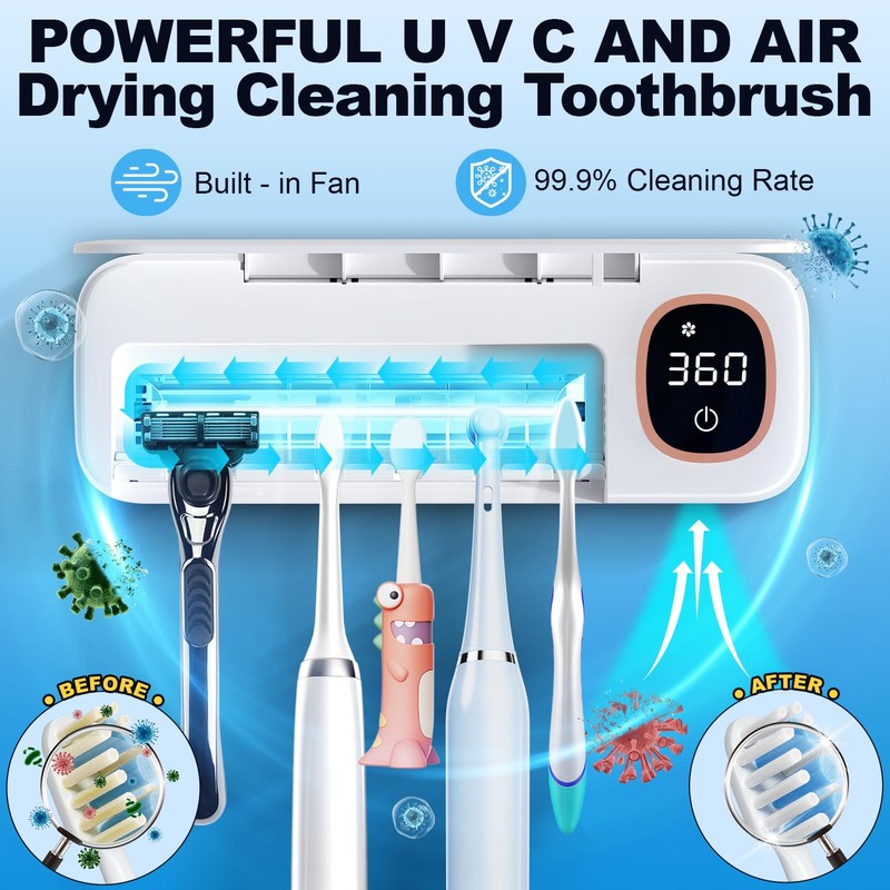 Toothbrush Sanitizer and Holder, DRMXBU Toothbrush Holders for Bathrooms with