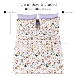 American Home Collection 4 Piece Print Bedding Sheets & Pillowcases Set Brushed Microfiber Wrinkle Free 14 Inches Deep Pocket Floral Patterned Sheets (Twin, Purple Butterfly)