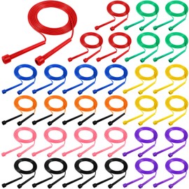 Xinnun 32 Pcs PVC Jump Ropes for Fitness 9.2 ft Adjustable Skipping Rope Versatile Unbreakable Rope with Plastic Handle for Women Men Endurance Training Cardio Exercise Workout(Bright Color)