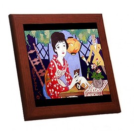竹久 Dream Double "Dream Two Beautiful Girl Painting" Trees Framed Photo Tiles * Japanese Masterpiece Series)