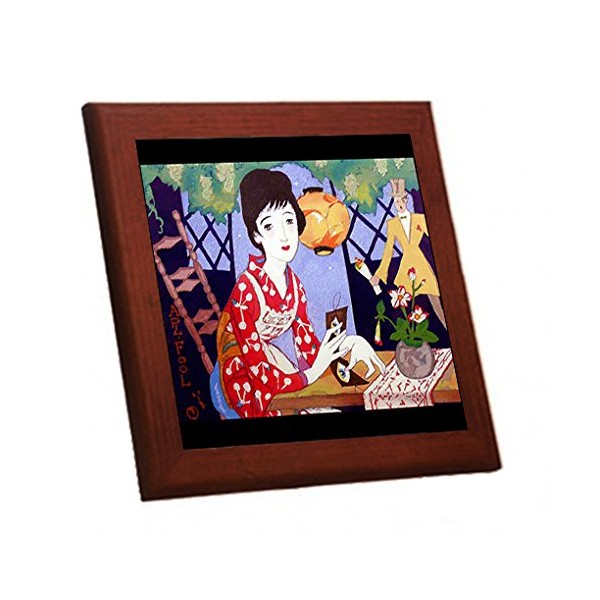 竹久 Dream Double "Dream Two Beautiful Girl Painting" Trees Framed Photo Tiles * Japanese Masterpiece Series)