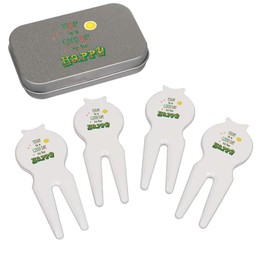 Azeeda 'A Good Day To Be Happy' Golf Divot Tool/Repair Fork Gift Set (GO00072088)