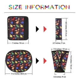 AMUSEPROFI Car Seat Belt Pad Set for Kids, Soft Harness Pads for Kids, Multifunctional Seat Strap Covers for Child, Toddler Baby Shoulder Strap Protector, Dinosaur