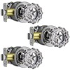 MAXECURITY 3 Pack Crystal Door Knob, Rosette Shaped Glass Door