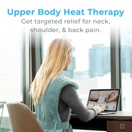 Pure Enrichment PureRelief XL Back & Neck Heating Pad- Safe Heat Therapy for Sore Muscles, Pain, & Cramps in Neck, Back, & Shoulders - 4 Heat Settings w/Auto Shut-Off, Soft Fabric (Sea Glass)