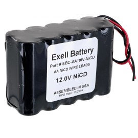 Exell 12V 1000mAh (10xAA) NiCd Battery Pack w/ Wire Leads