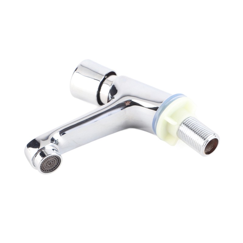 Public Ktchen Bathroom Chrome Plated Self Closing Water Saving Time