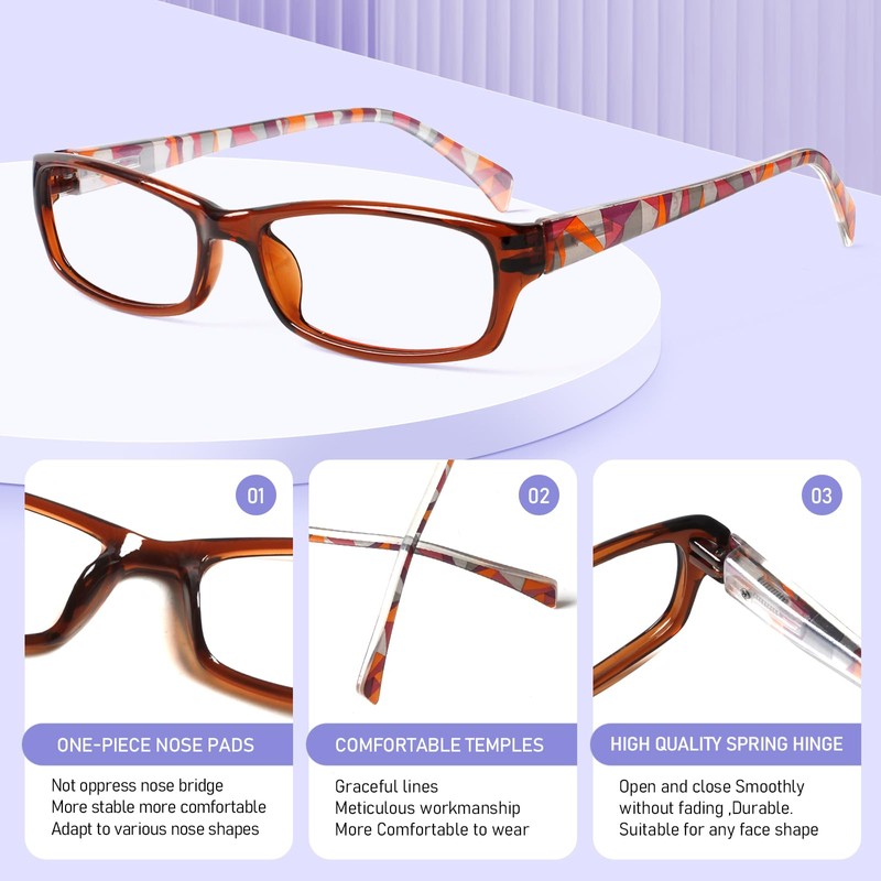 Kerecsen Reading Glasses 5 Pairs Fashion Ladies Readers Spring Hinge