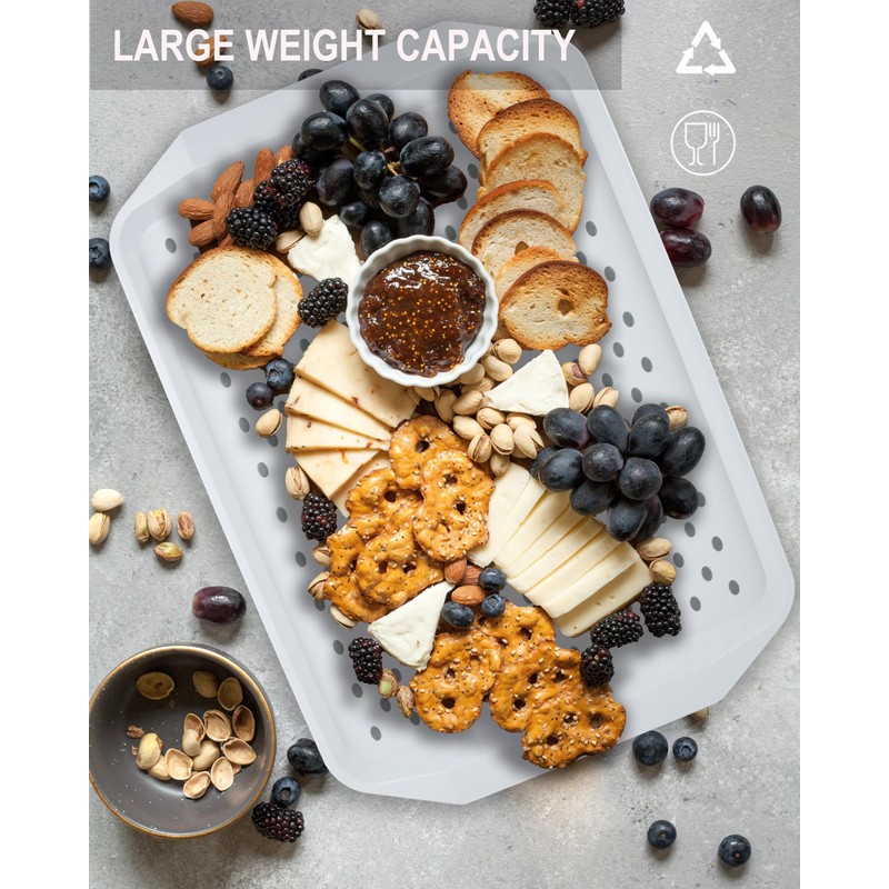 KAQAHIDO Large Non Slip Serving Tray with Grippy Dots, TV