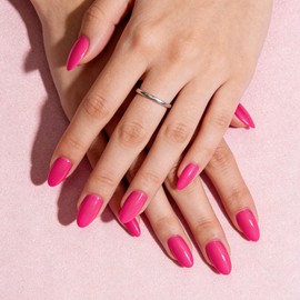 YIZHUO Semi Cured Gel Nail Strips - Vivid Hot Pink Nail Stickers, Works with Any UV/LED Lamp, 20 Pcs Full Wraps - Salon Quality, Easy DIY in 15 Mins