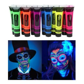 Go Shopgo 24 Tubos Pintura Neon Corporal Glow Luz Negra Uv Body Paint