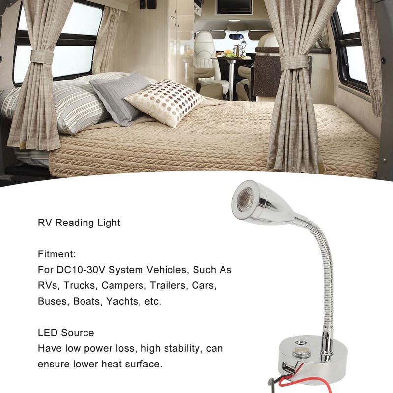 RV Reading Light LED Adjustable Brightness Touch Control Indoor Bedside