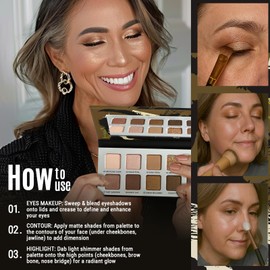 ‌Natural Nudes Eyeshadow Palette - Warm Taupe & Dark Brown Matte, Shimmer & Metallic Velvety Finish | Long-Lasting Travel-Friendly Compact Size | Beginner-Friendly Eye Makeup Palette Everyday Looks