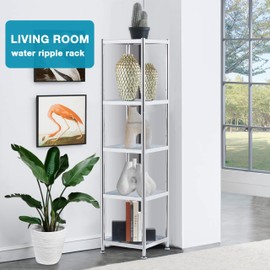 susunnus Stainless Steel Shelves 13.8in-5 Tier, Corner Shelf, Storage Shelves, Narrow Metal,Stainless Steel Shelf, Kitchen Storage Rack for Small Spaces Tall Skinny Shelf