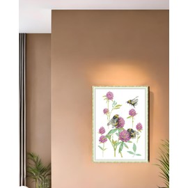 CaptainCrafts Cross Stitch Kits Stamped Cross Stitch Preprinted Fabric DIY Art Embroidery Kits Needlework Crafts (Preprinted 14CT, Bumblebee Picking Flowers)