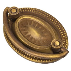 Hepplewhite Antique Brass Drawer Bail Pull | Boring: 2" | Handle for Antique Cabinet Door, Dresser Drawer, Desk | Reproduction Furniture Hardware | UA-867-PAB