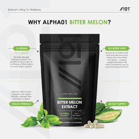 Bitter Melon Extract 16,500mg (Karela) – 60 Vegan Capsules - High Strength 30:1 Extract Supplement (2 Months Supply) - by Alpha01