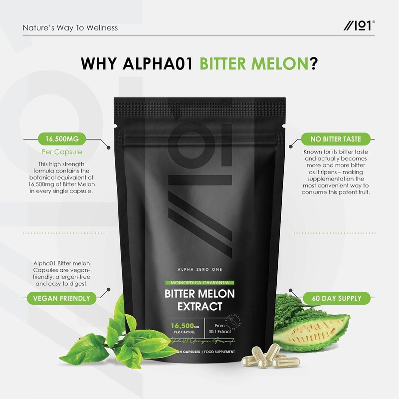 Bitter Melon Extract 16,500mg (Karela) – 60 Vegan Capsules -
