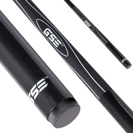 GSE Games & Sports Expert 58" 2-Piece Fiberglass Graphite Composite Billiard Pool Cue Stick for Men/Women, Billiard Cue Stick for House or Commercial/Bar Use (Black, 18 Oz)