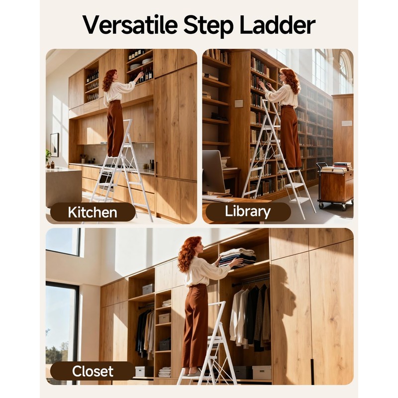 SOLADDER 6 Step Ladder, Anti-Slip and Foldable Step Ladder for