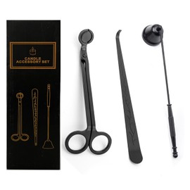 Phinicco 3 in 1 Candle Accessory Set, Candle Wick Trimmer Cutter, Candle Snuffer & Candle Wick Dipper for Candle Aromatherapy Lover, Stainless Steel Candle Care Kit (Black)