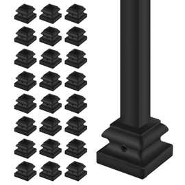 Patavin 24 Pcs 1/2" Iron Baluster Flat Shoes for Interiors Square Stair Holoow Sprindles,Satin Black