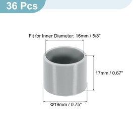 sourcing map 36Pcs Chair Leg Caps, 16mm (5/8 Inch) Non-Marking PVC Chair Leg Tips Non-Slip Chair Leg Floor Protectors Round Table Covers End Caps for Furniture, Grey