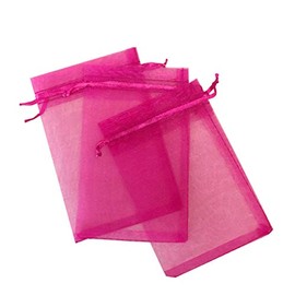 100 Pcs Fuchsia 3x4 Sheer Drawstring Organza Jewelry Pouches - Wedding Party Favor Gift Candy Bags [Kyezi Design and Craft]