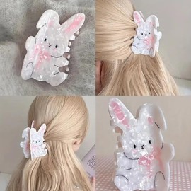 Easter Bunny Hair Claw Clip for Women Girls, Cute Acrylic Rabbit Banana Barrettes Spring Hair Decor Accessories, Perfect for Easter Holiday Celebrations