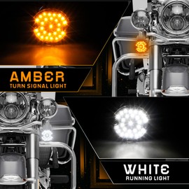 QUASCO 1157 1156 LED Turn Signals, 3 1/4 Inch Flat Front Rear Lights Integrated Smoked Lens Compatible with Harley Electra Glide Softail Ultra Classic Ultra Limited Road King Tour Glide