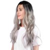 Long Curly Wavy Wigs Women Female Synthetic Hair Black Gray
