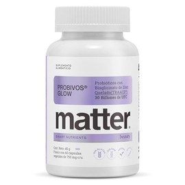 Matter Probivos Glow, Probioticos BL21 & LRa05 con Zinc TRAACS® 30 Billones de UFC, Apoyo al Bienestar Cutáneo y Equilibrio Intestinal, 1 Frasco 60 Cá