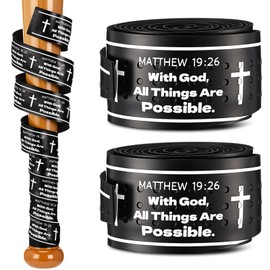 RoundFunny 2 Pcs Baseball Bat Grip Tapes 1.1mm Precut and Full Adhesive Back Cross Baseball Wrist Tape Christian Non-Slip Athletic Wrap for Sports Gymnastics Softball Soccer Wrap, 39.4 x 1.2 Inches