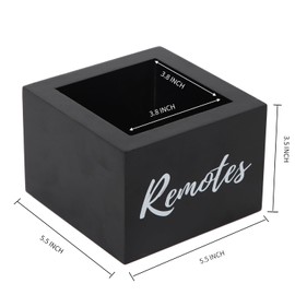 COOLEX Remote Control Holder, Wooden Tv Remote Holder, Remote Holder for Table, Remote Control Storage Organizer Caddy - Black